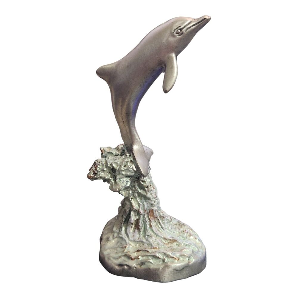 Vintage Dolphin Leaping‎ from Wave Figurine Sculpture Nautical Peter Sedlow 1993